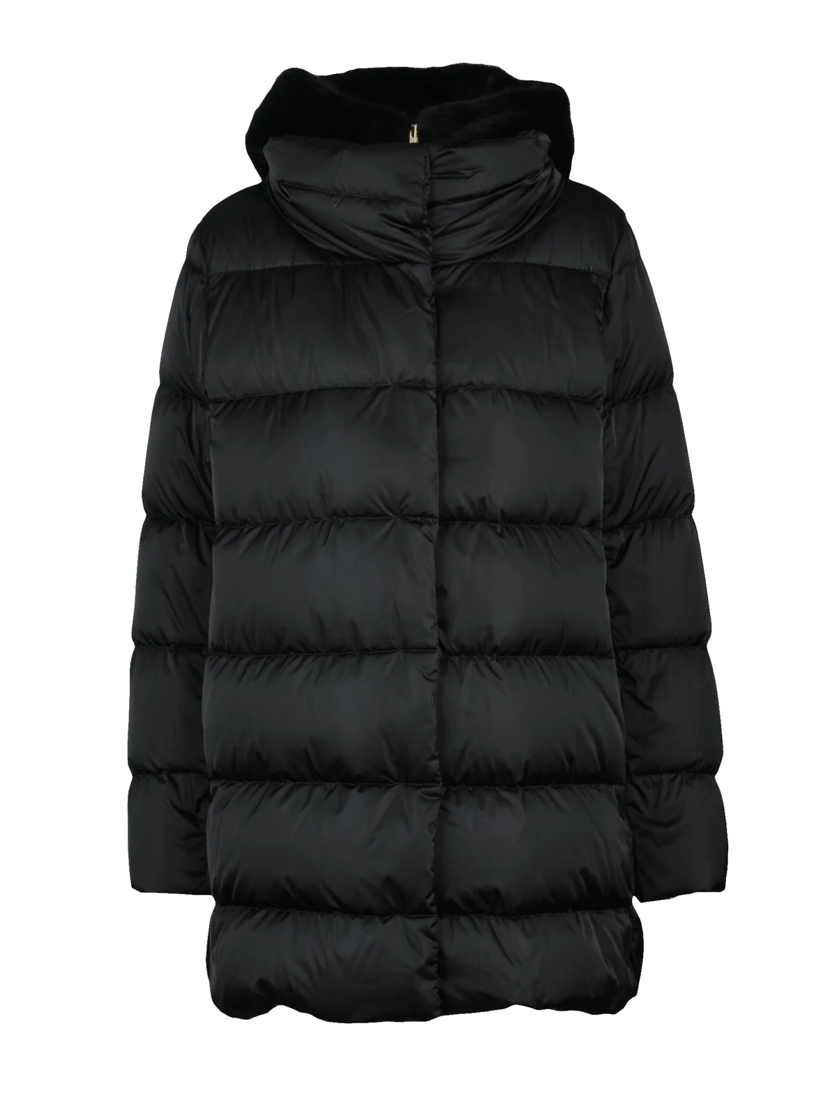 Piumino Bavero Peluche Amovibile - Nero